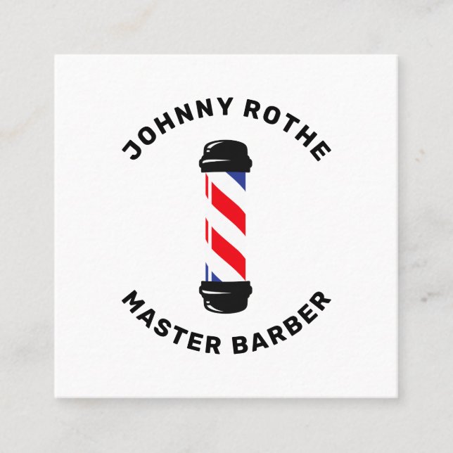 Affärskortet Barber Pole Hair Stylist Fyrkantigt Visitkort (Framsida)