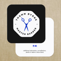 Affärskortet Barber Scissors Black Emblem Square