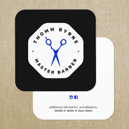 Affärskortet Barber Scissors Black Emblem Square Fyrkantigt Visitkort