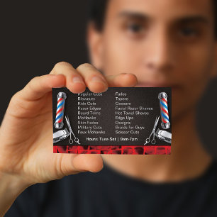 Affärskortet Barbershop (Barber pole och Clippers) Visitkort
