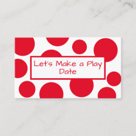 Affärskortet barn Play Date Red Polka Dot Visitkort