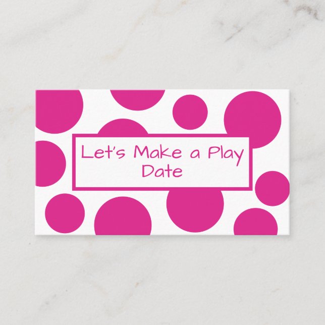 Affärskortet barn Play Date Rosa Polka Dot Visitkort (Framsida)