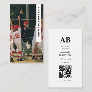 Affärskortet Baseball Coach Photo QR Code Visitkort