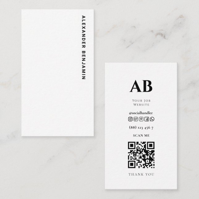 Affärskortet Baseball Coach Photo QR Code Visitkort (Fram/baksida)