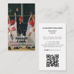 Affärskortet Baseball Coach Photo QR Code Visitkort