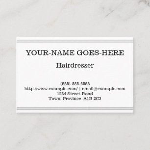 Affärskortet Basic & Plain Hairdresser Visitkort