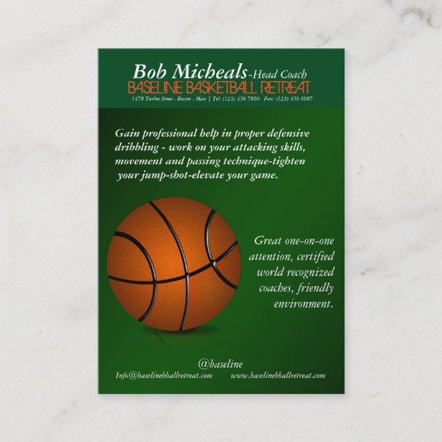 Affärskortet Basketball Trainer Coach Visitkort (Framsida)