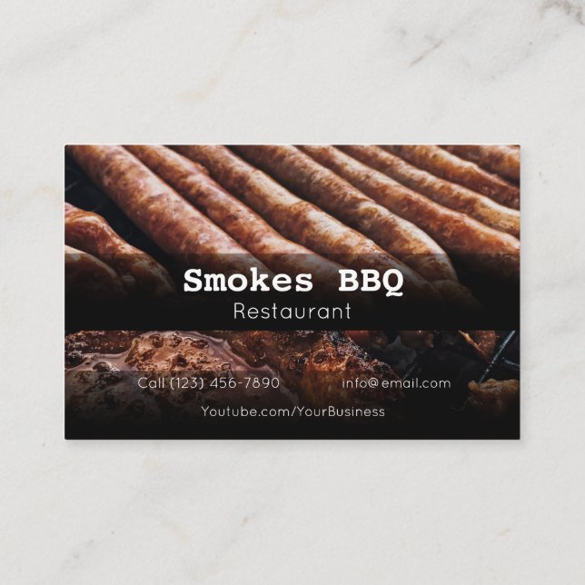 AFFÄRSKORTET BBQ Restaurant Grill Smoke Company Visitkort (Baksida)