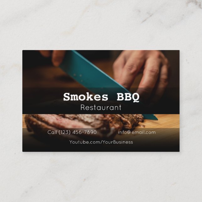 AFFÄRSKORTET BBQ Restaurant Grill Smoke Company Visitkort (Baksida)