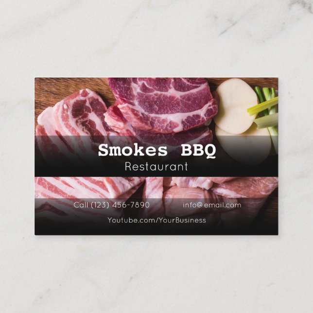 AFFÄRSKORTET BBQ Restaurant Grill Smoke Company Visitkort (Baksida)