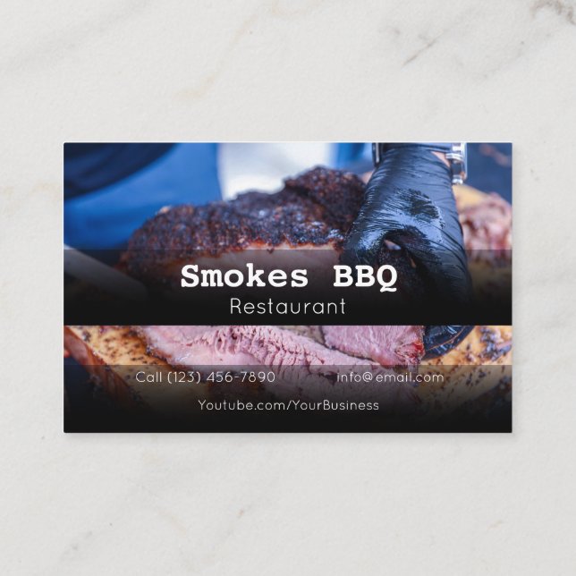 AFFÄRSKORTET BBQ Restaurant Grill Smoke Company Visitkort (Baksida)