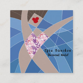 Affärskortet Beach Babe Swimdress Model Fyrkantigt Visitkort