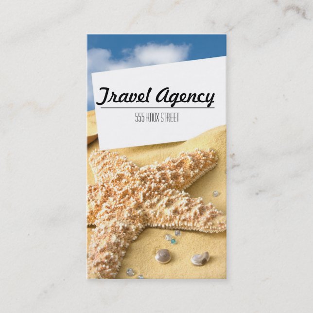 Affärskortet Beach Theme Travel Agency Visitkort (Framsida)