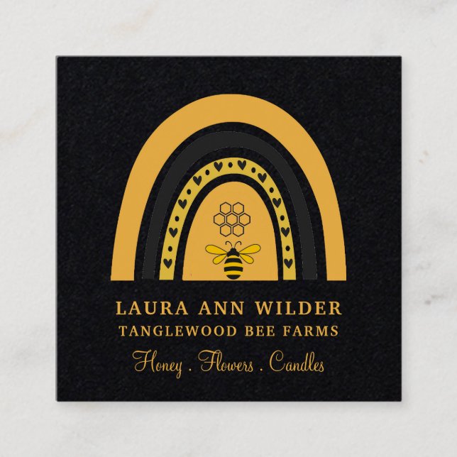 Affärskortet Bee Rainbow honey Products Fyrkantigt Visitkort (Framsida)