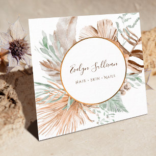 Affärskortet Beige och mint bouquet Fyrkantigt Visitkort