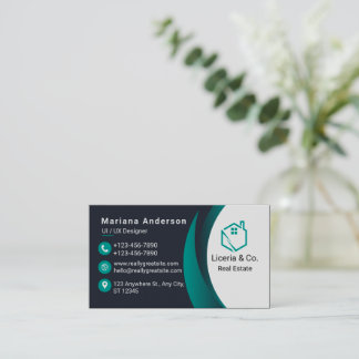 Affärskortet Blå och vit/svart Elegant Visitkort