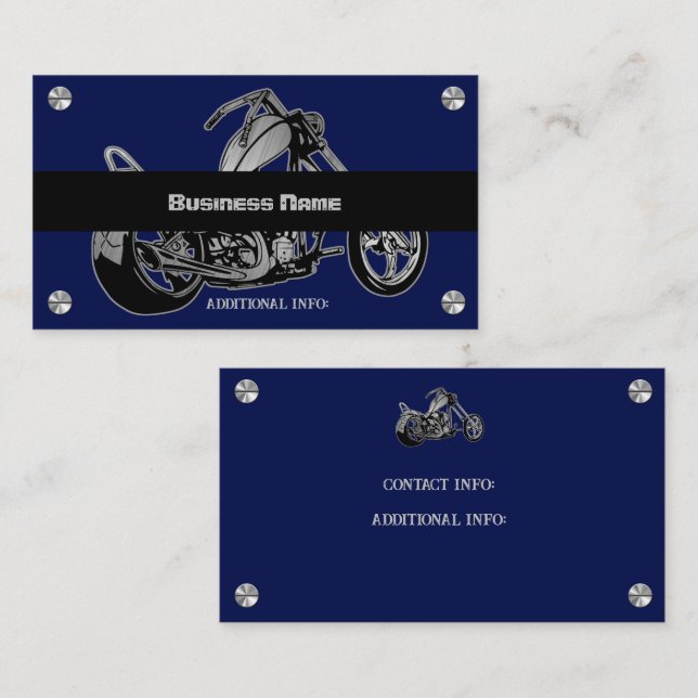 Affärskortet Black and Blue Motorcle Shop Visitkort (Fram/baksida)