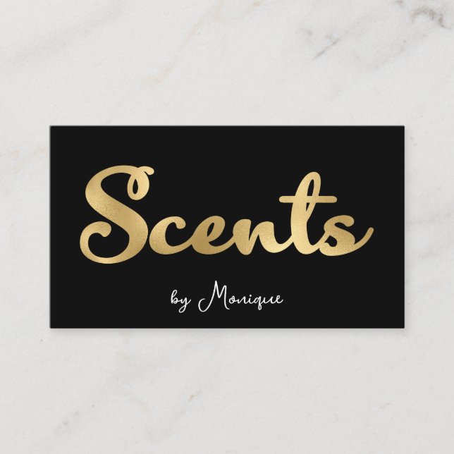 Affärskortet Black and Faux Guld Scents Visitkort (Framsida)