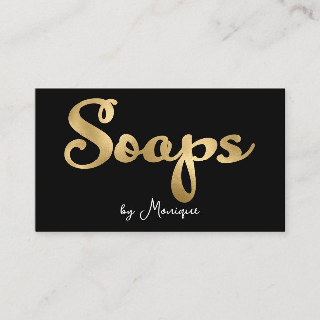 Affärskortet Black and Faux Guld Soaps Visitkort (Framsida)