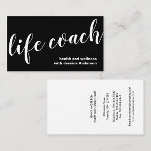 Affärskortet Black and White Hälsa Life Coach Visitkort