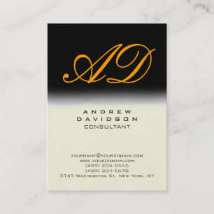 Affärskortet Black Beige Lodrät Orange Monogram Visitkort