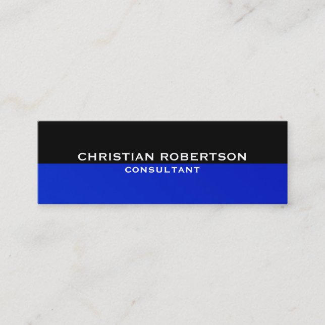 Affärskortet Black Blue Smala Modern Consultant Mini Visitkort (Framsida)
