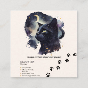 Affärskortet Black Cat Witchy Square Fyrkantigt Visitkort