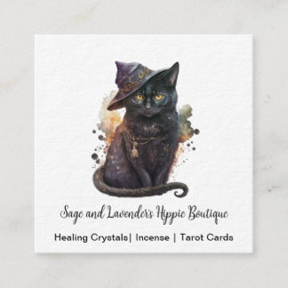 Affärskortet Black Cat Witchy Square Fyrkantigt Visitkort