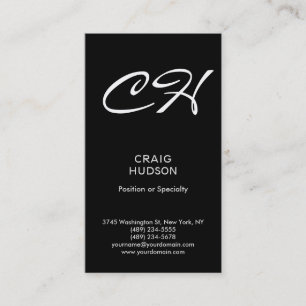 Affärskortet Black Chic Monogram Professionell Visitkort