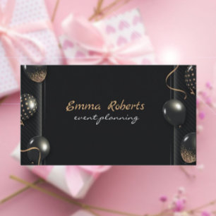 Affärskortet Black Glittery Guld Balloon Visitkort