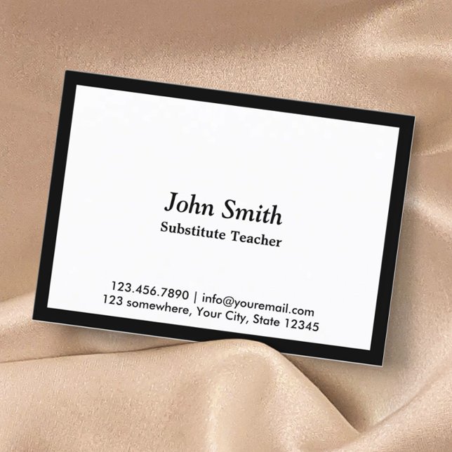 Affärskortet Black Gräns Suppleant Lärare Visitkort (Skapare uppladdad)
