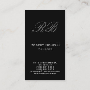 Affärskortet Black Grått White Monogram Manager Visitkort