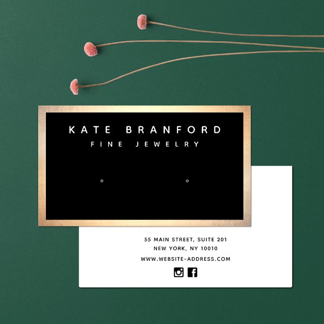 Affärskortet Black Guld Earring Visning Visitkort (Skapare uppladdad)