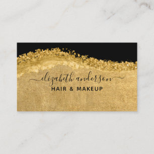 Affärskortet Black Guld Script Modern Glam Visitkort