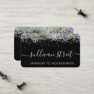 Affärskortet Black Holography Glitter