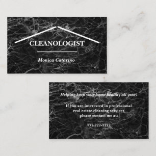 Affärskortet Black Marble Search Home Städning Visitkort