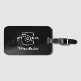 Affärskortet Black Minimalist Photo studio Bagagebricka