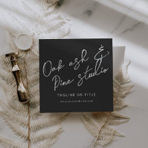 Affärskortet Black Modern Boho QR Code