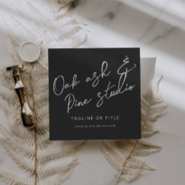 Affärskortet Black Modern Boho QR Code Fyrkantigt Visitkort