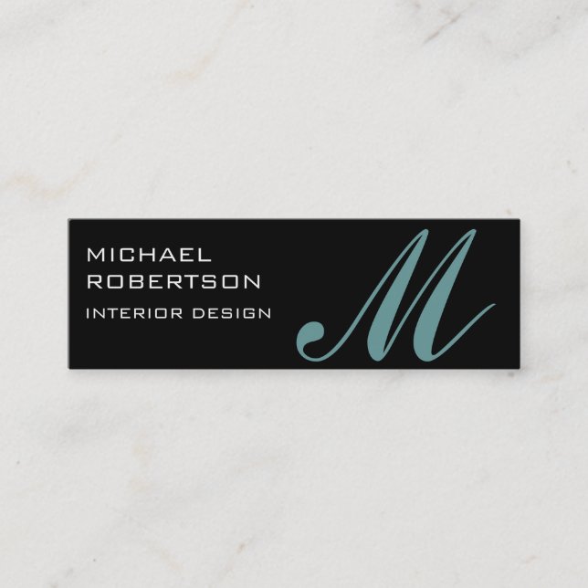 Affärskortet Black Monogram Insida Designer Mini Visitkort (Framsida)