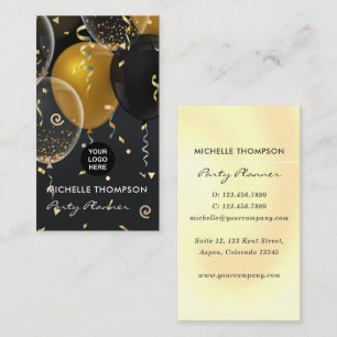 Affärskortet Black och Guld Balloon Party Planner Visitkort