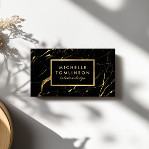 Affärskortet Black och Guld Marble Designer Visitkort