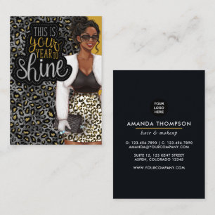 Affärskortet Black Queen Beauty Mode Square Visitkort