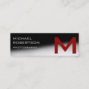 Affärskortet Black Red Grått Monogram Photographer Mini Visitkort