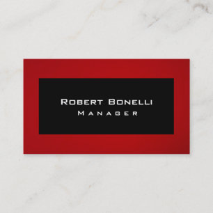 Affärskortet Black Red Manager Modern Plain Visitkort