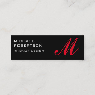 Affärskortet Black Red Monogram Inredingsdesign Mini Visitkort