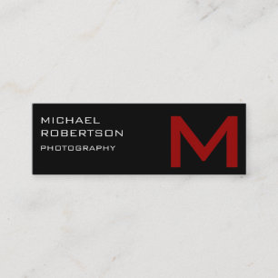 Affärskortet Black Red Monogram Photographer Mini Visitkort