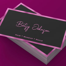 Affärskortet Black & Shock rosa Faux Foil