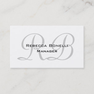 Affärskortet Black White Grått Script Monogram Visitkort
