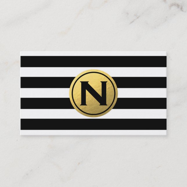 Affärskortet Black White Rand Gold Foil Circle Visitkort (Framsida)